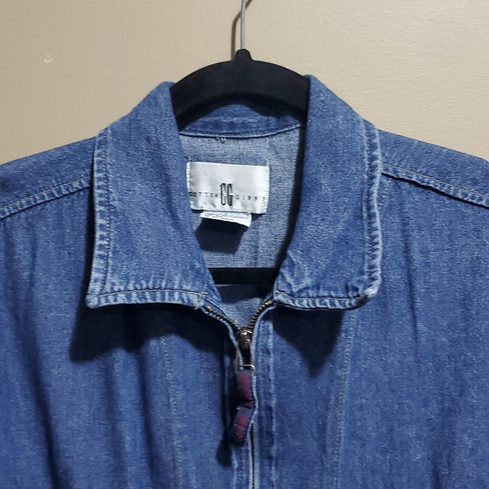 Cotton Ginny Classic Blue Denim Zippered Shirt Jacket Size Large - Picture 2 of 6